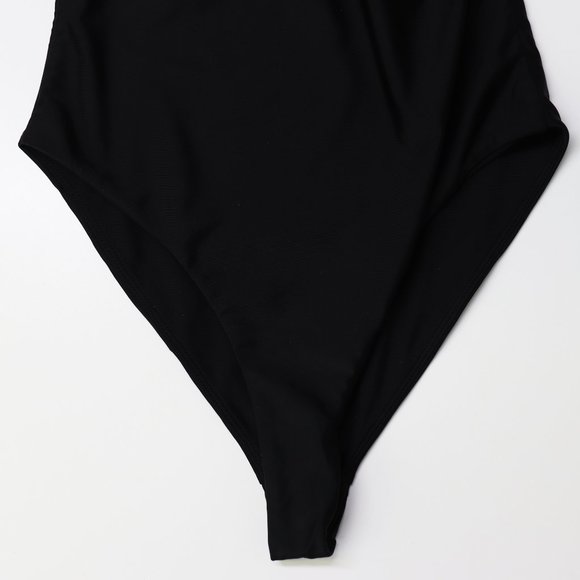 NEW LPA Susan One Piece Keyhole Adjustable One Shoulder High Cut Swimsuit Black - Picture 5 of 9